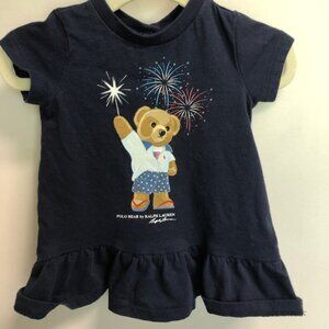 Polo Ralph Lauren blue girls dress Polo bear fireworks size 3 months